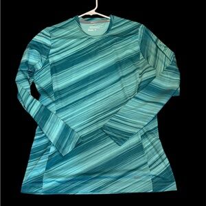 Nike Golf Dri-Fit Teal Striped Long Sleeve Shirt